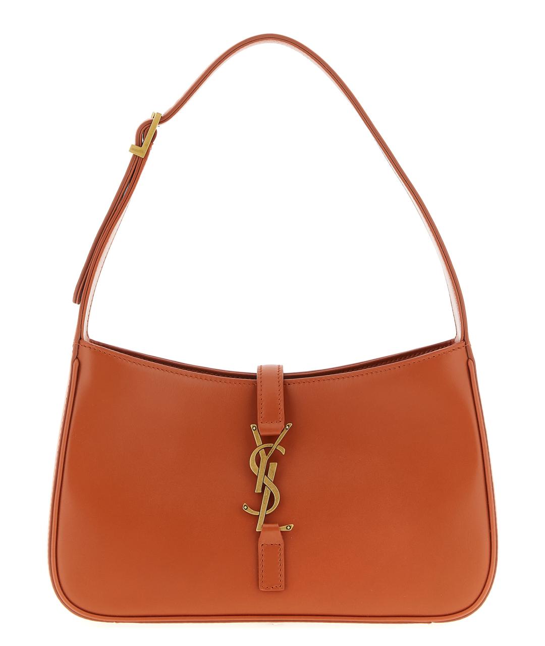 SAINT LAURENT Оранжевая кожаная сумка с короткими ручками, фото 1