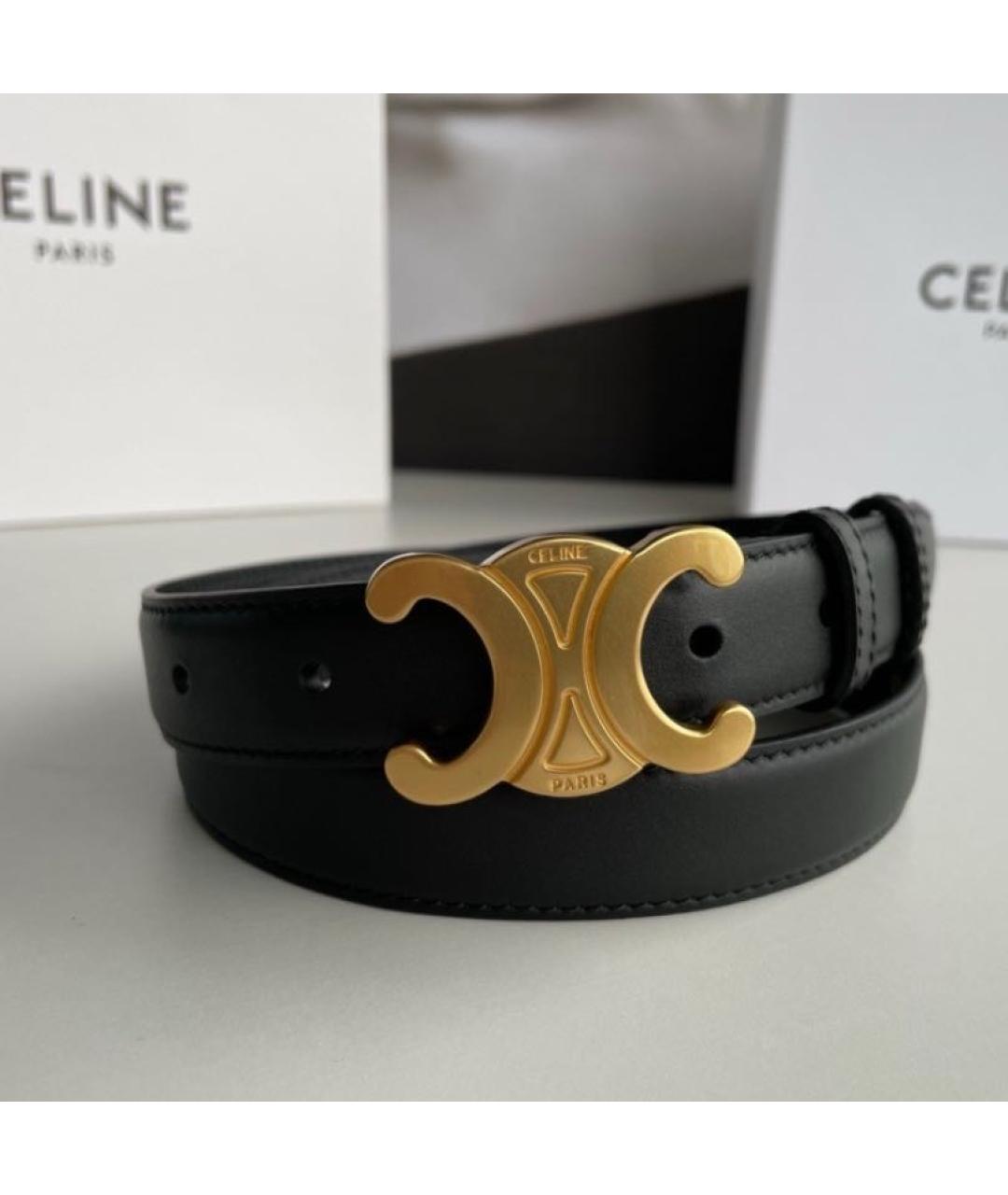 CELINE Черный кожаный ремень, фото 2