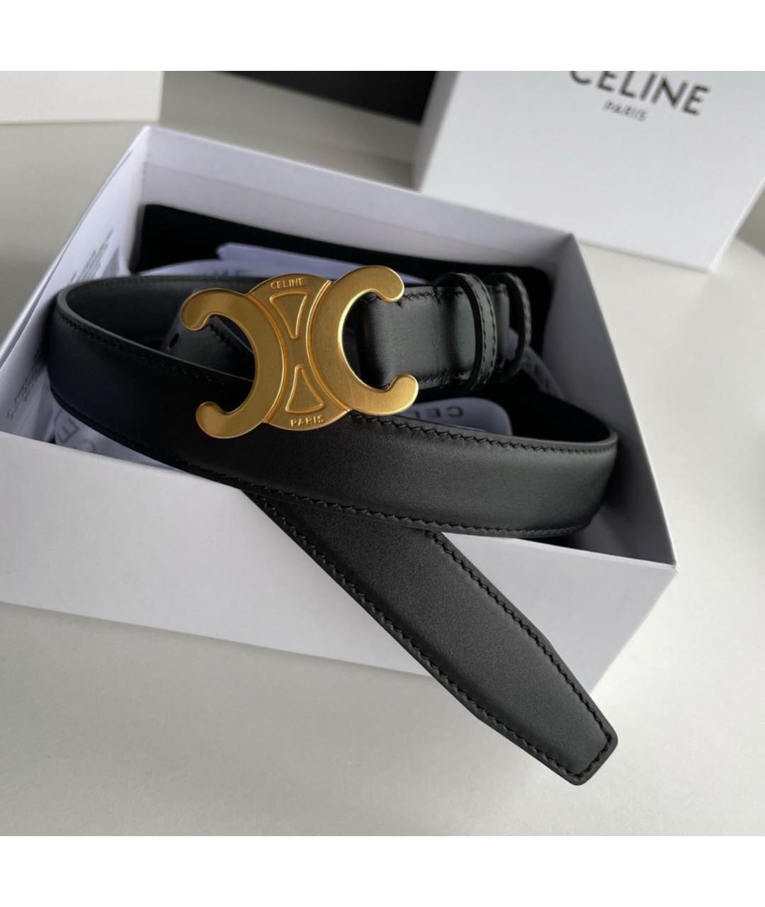 CELINE Черный кожаный ремень, фото 4