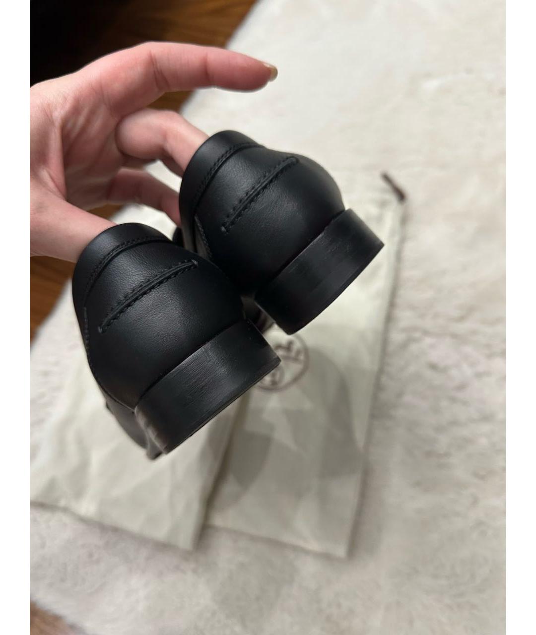 HERMES Черные кожаные лоферы, фото 4