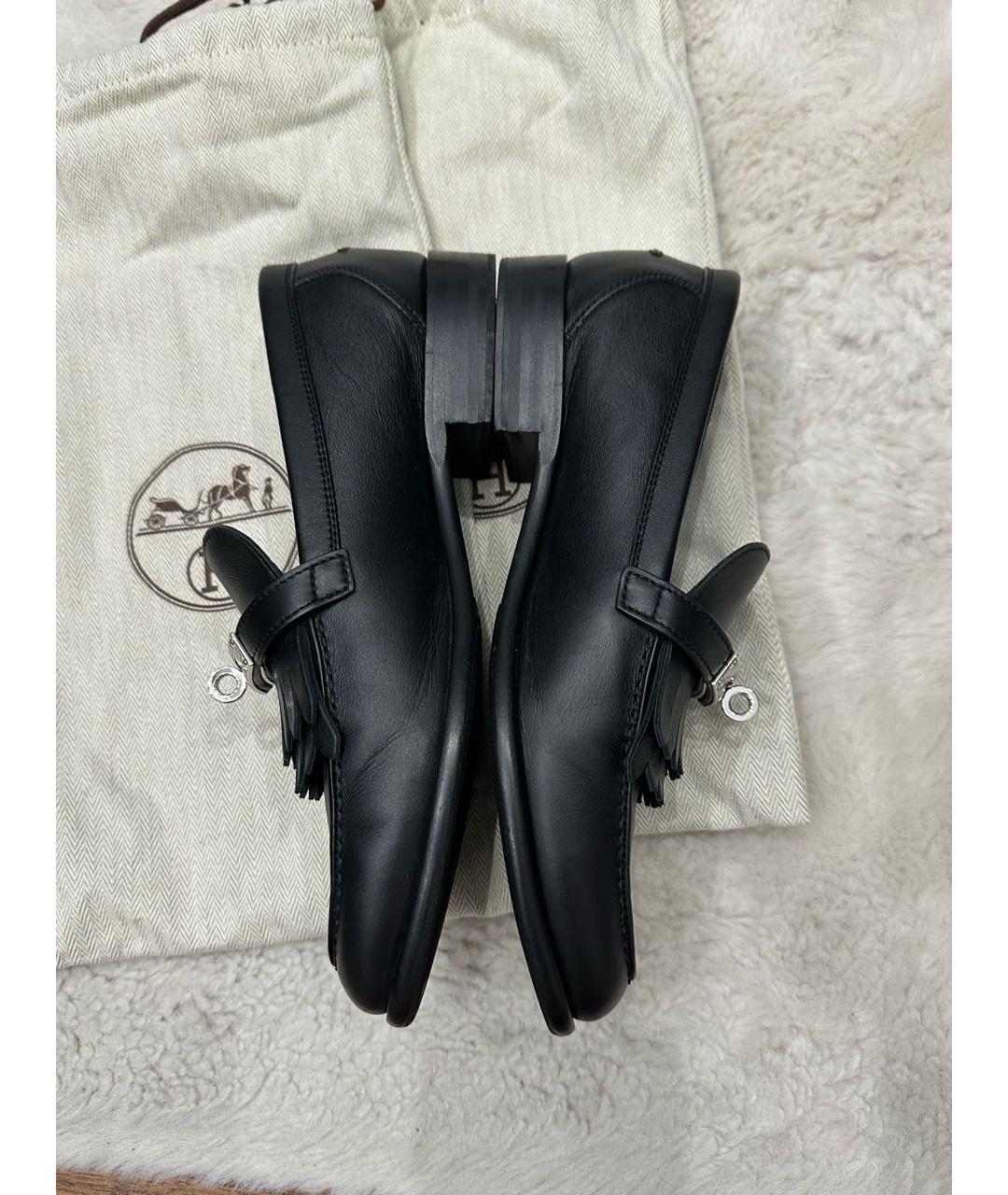 HERMES Черные кожаные лоферы, фото 6