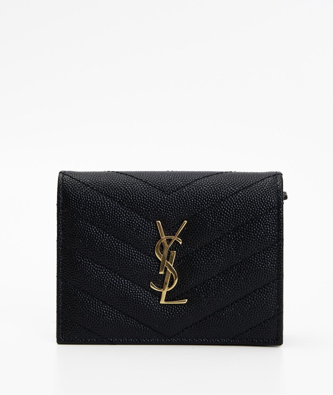 SAINT LAURENT Черный кожаный кардхолдер, фото 6