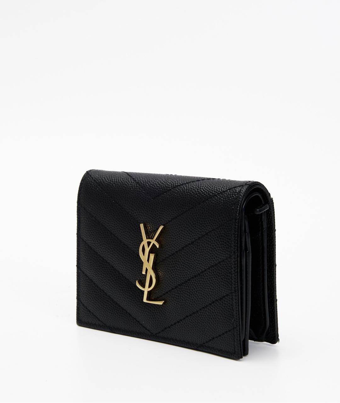 SAINT LAURENT Черный кожаный кардхолдер, фото 2