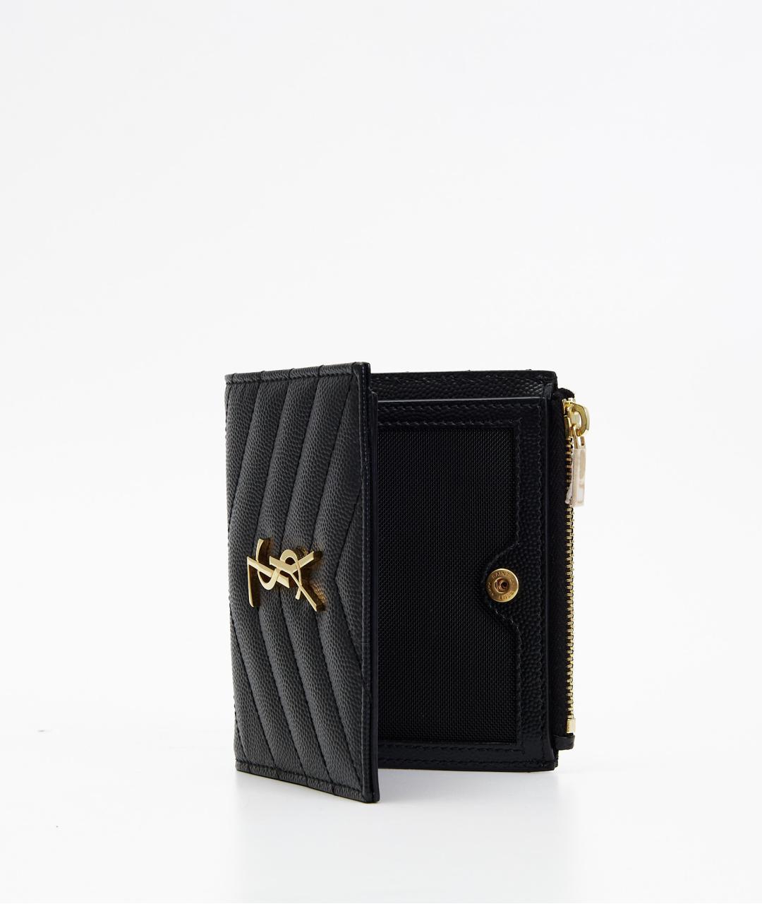 SAINT LAURENT Черный кожаный кошелек, фото 5