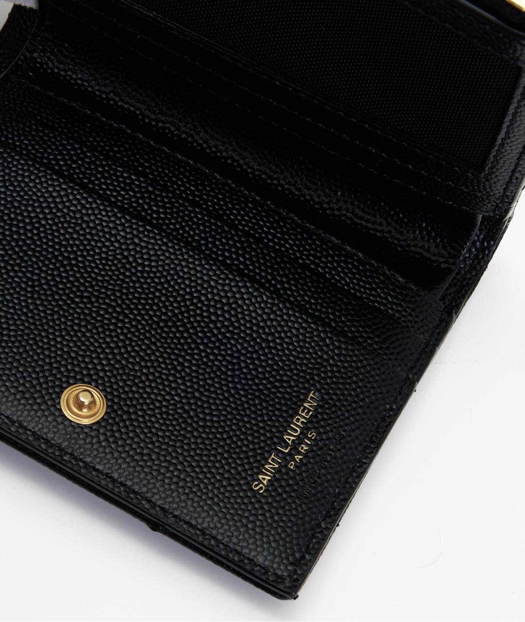 SAINT LAURENT Черный кожаный кошелек, фото 4