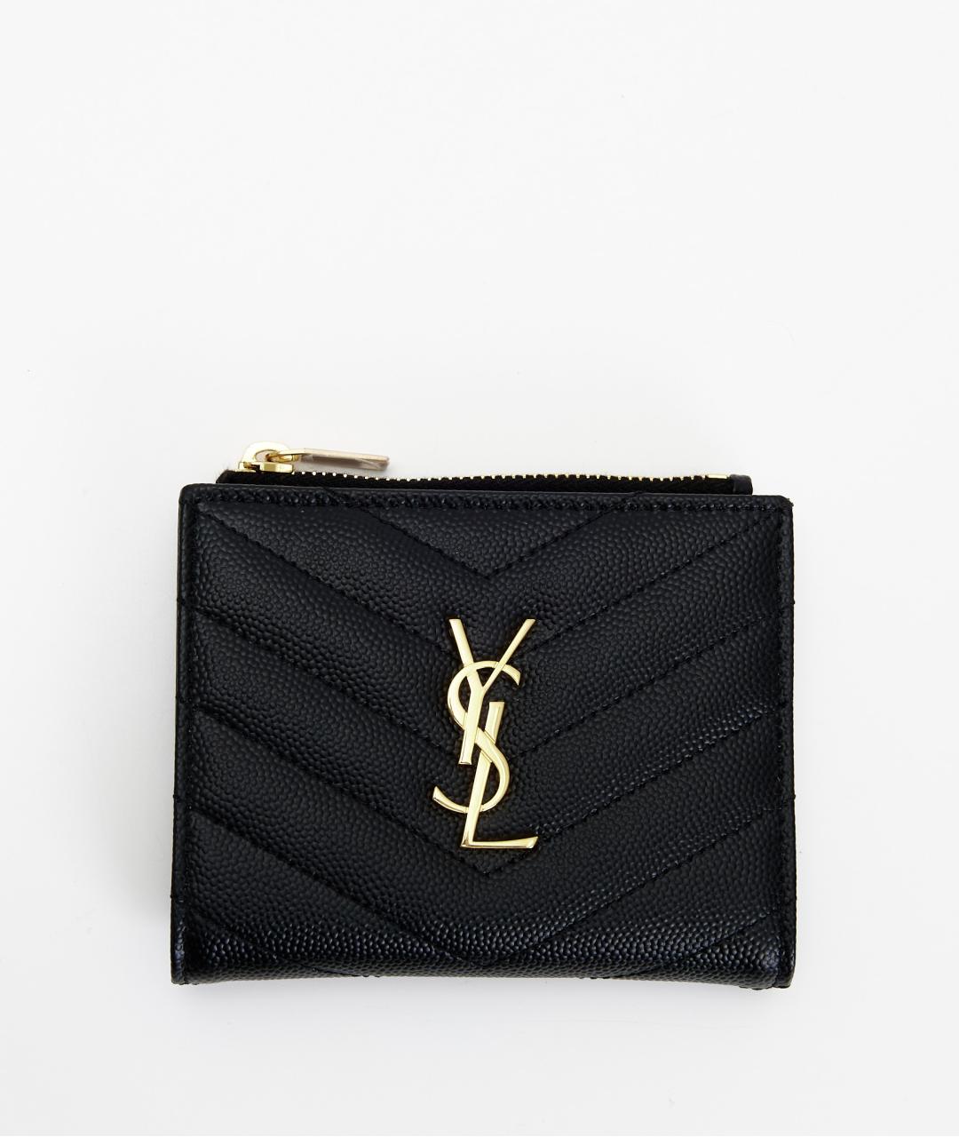 SAINT LAURENT Черный кожаный кошелек, фото 6