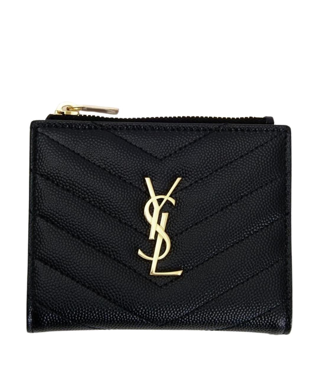 SAINT LAURENT Черный кожаный кошелек, фото 1