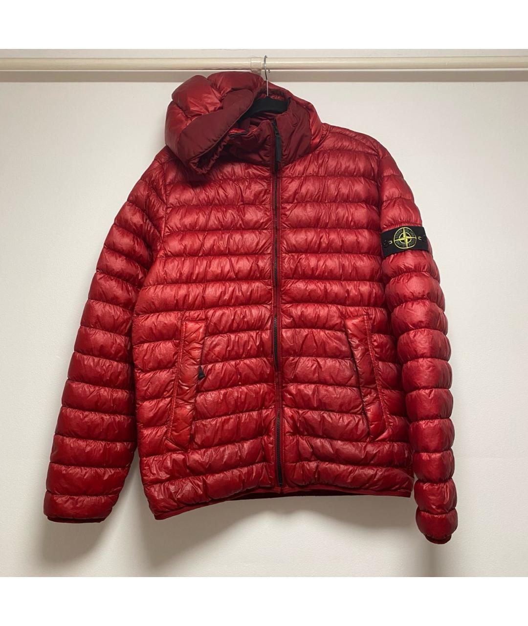 STONE ISLAND Красный полиамидовый пуховик, фото 9