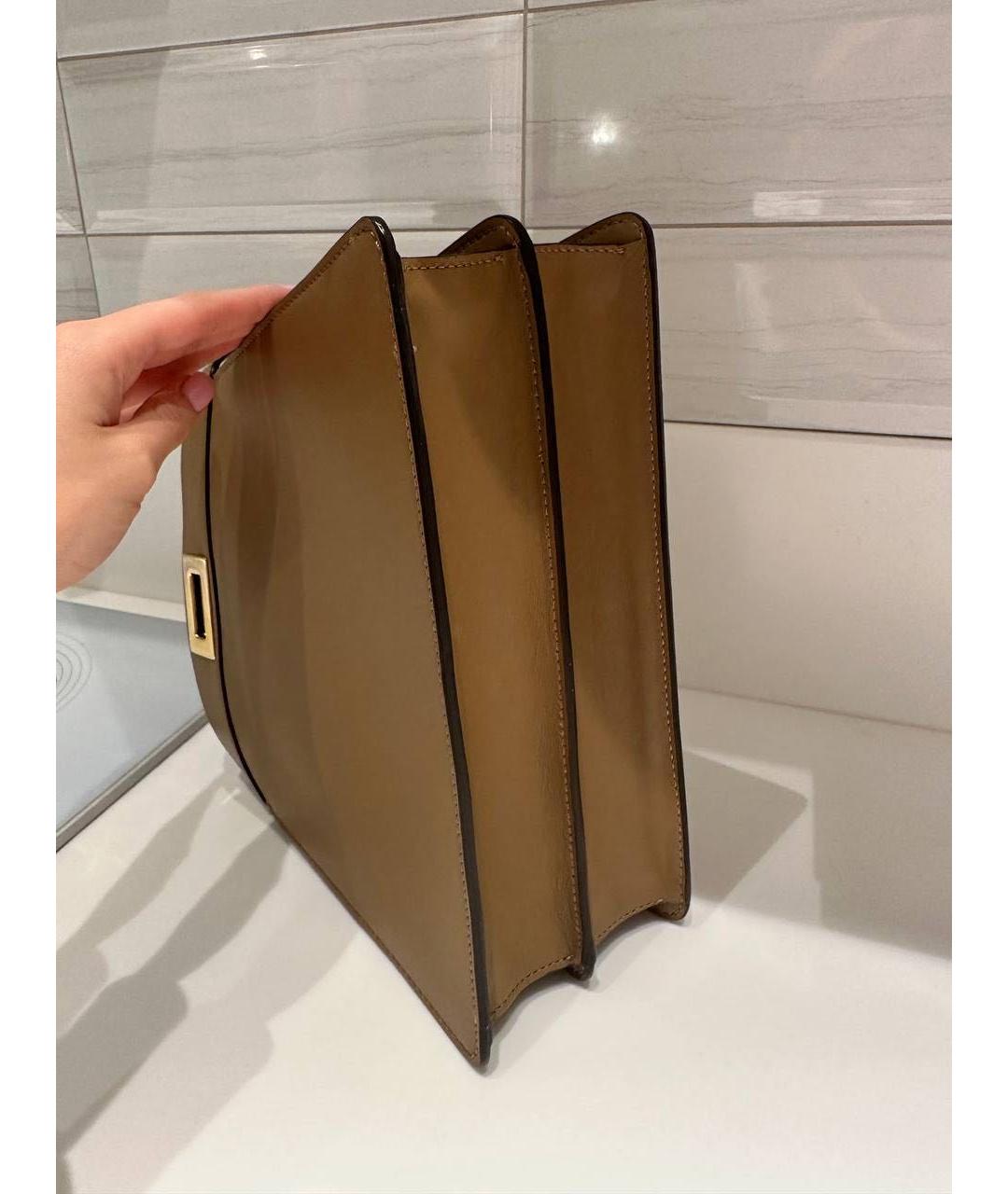 FENDI Коричневая кожаная сумка с короткими ручками, фото 4