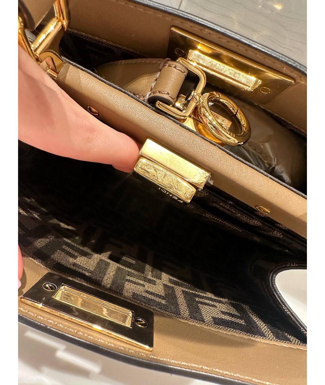 FENDI Коричневая кожаная сумка с короткими ручками, фото 5