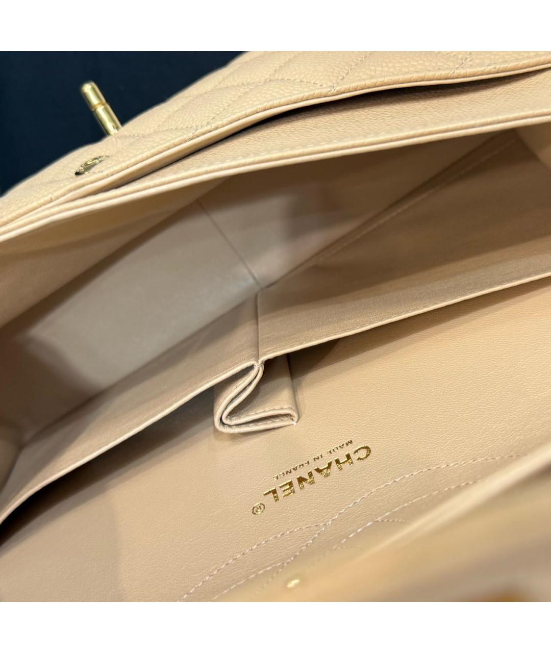 CHANEL Бежевая кожаная сумка через плечо, фото 8