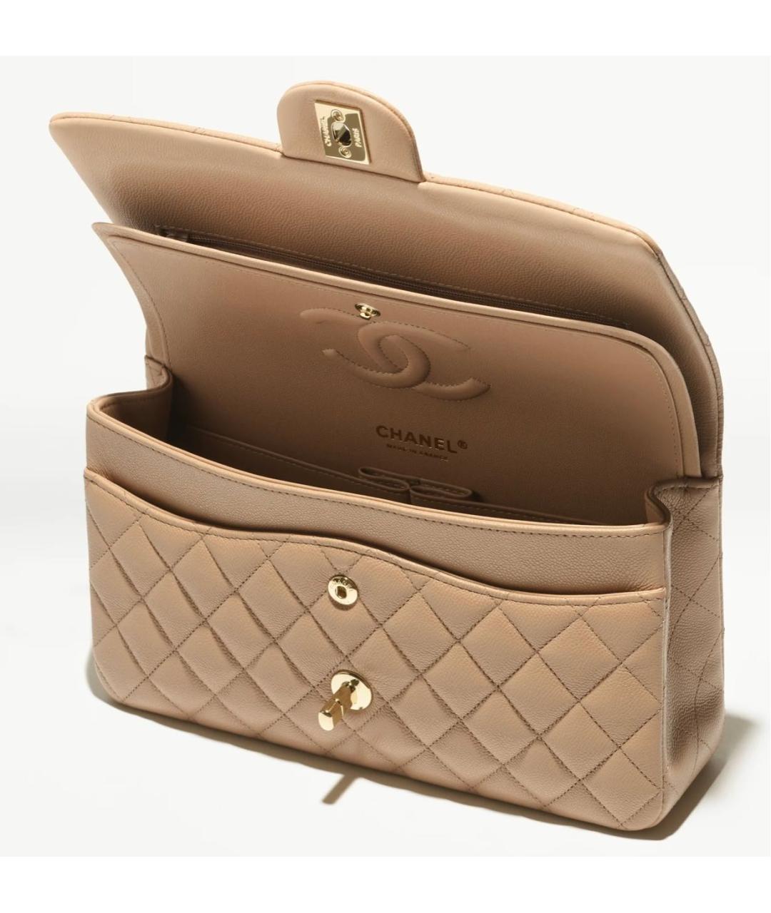 CHANEL Бежевая кожаная сумка через плечо, фото 2