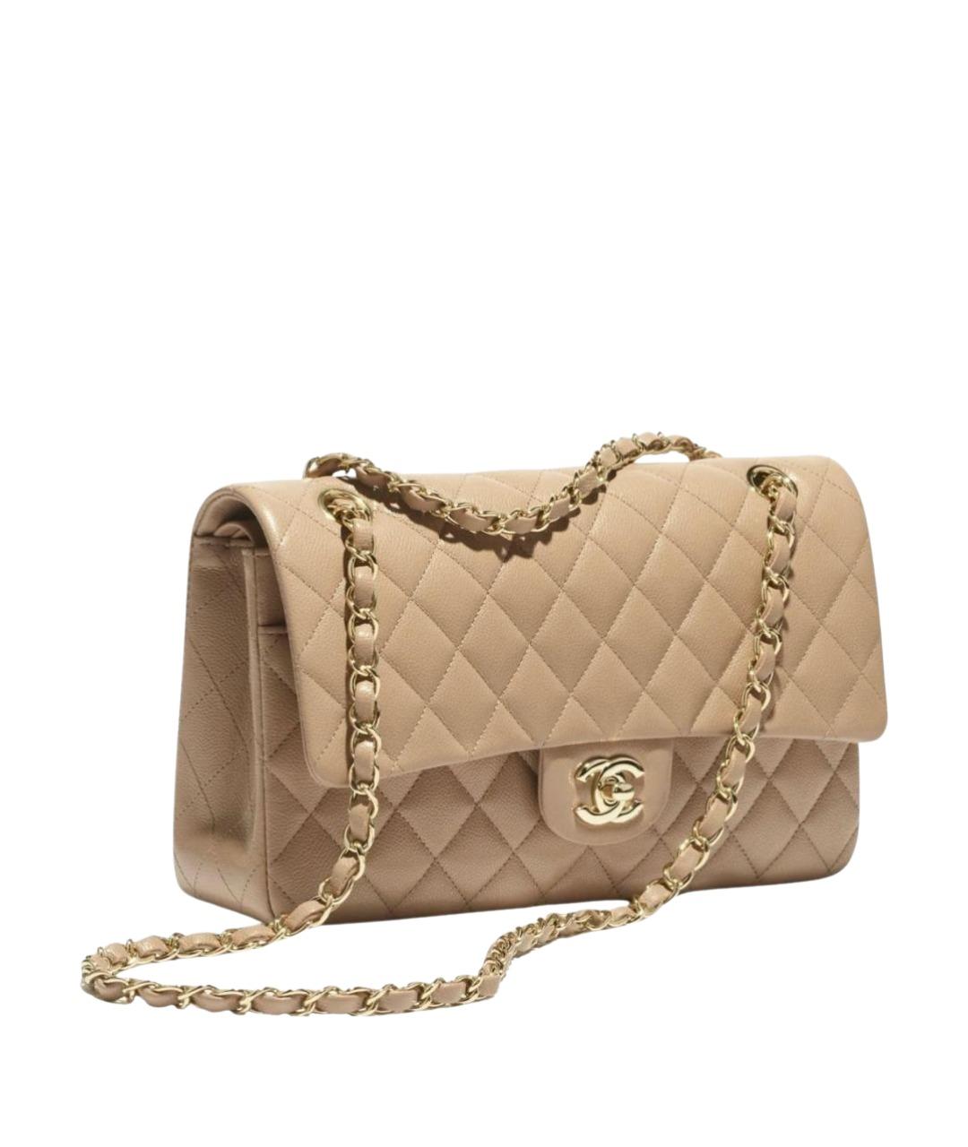 CHANEL Бежевая кожаная сумка через плечо, фото 11