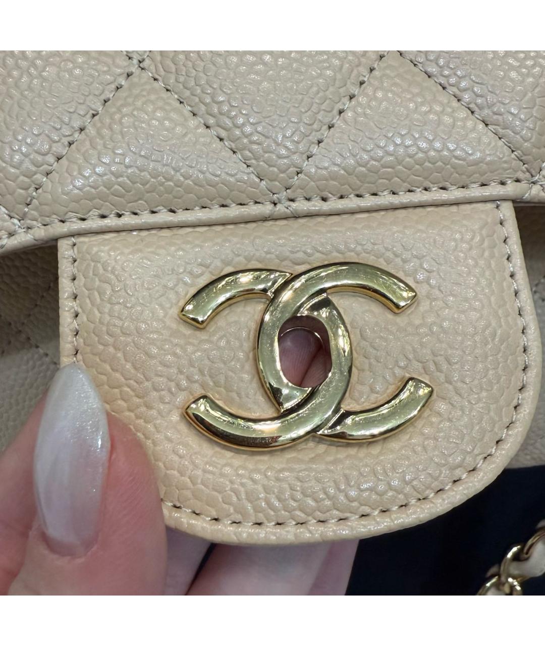 CHANEL Бежевая кожаная сумка через плечо, фото 6