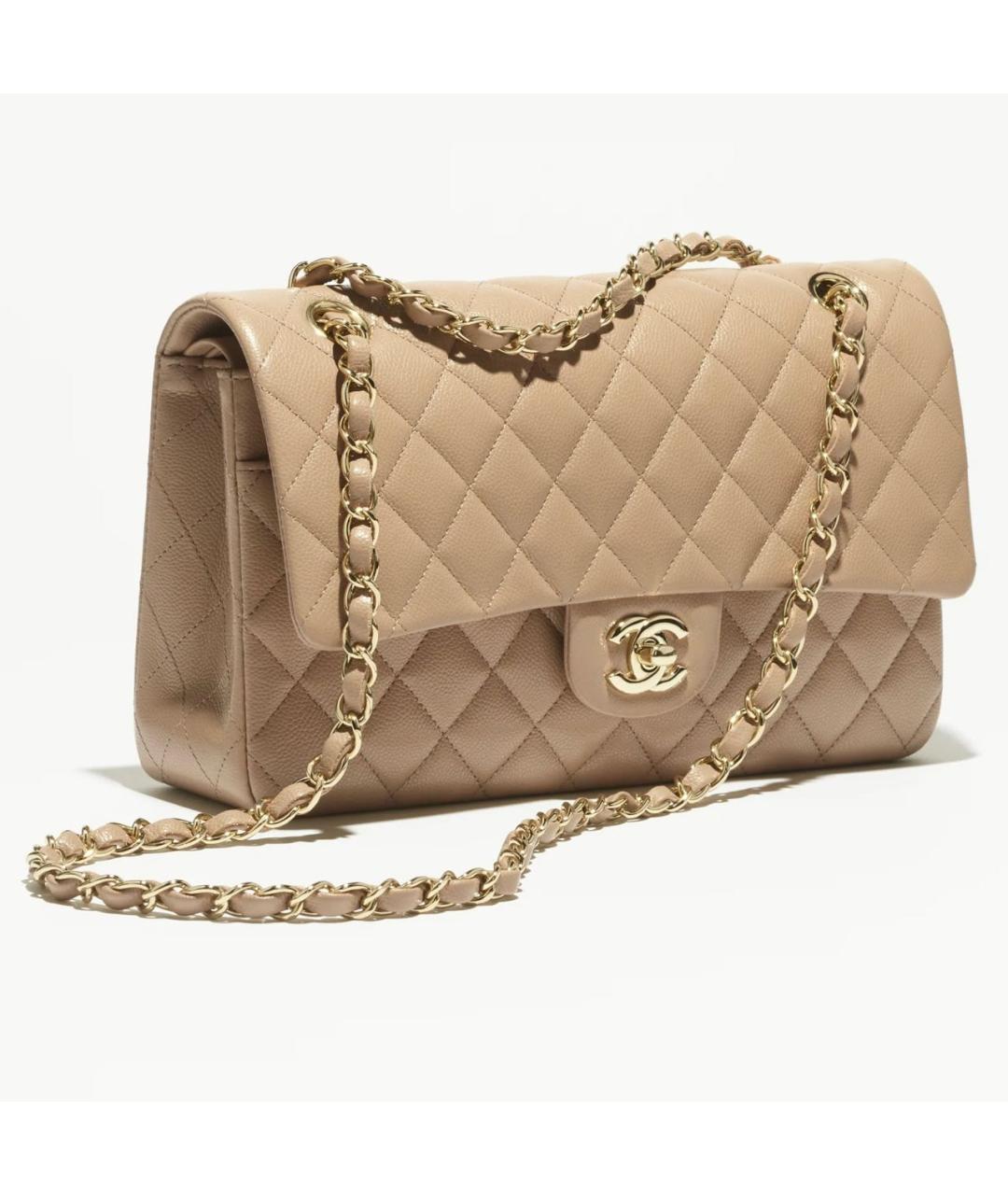 CHANEL Бежевая кожаная сумка через плечо, фото 9