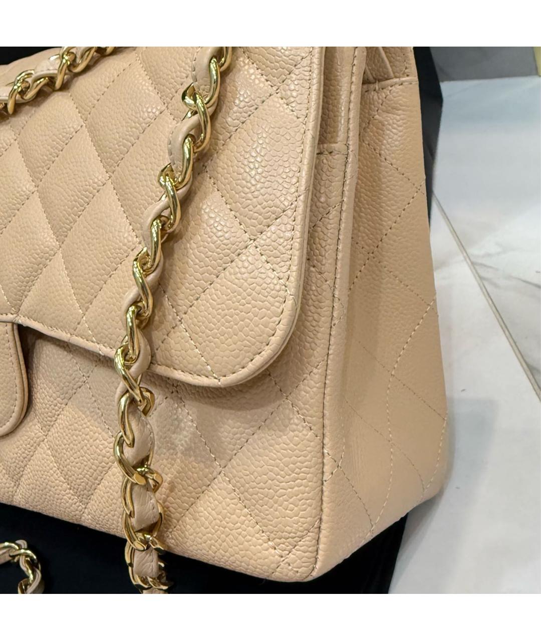 CHANEL Бежевая кожаная сумка через плечо, фото 5