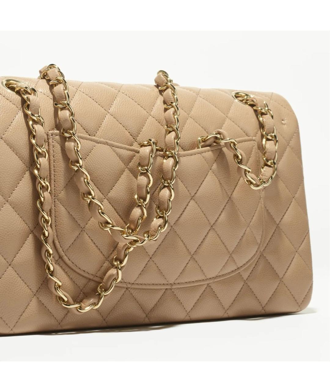 CHANEL Бежевая кожаная сумка через плечо, фото 3