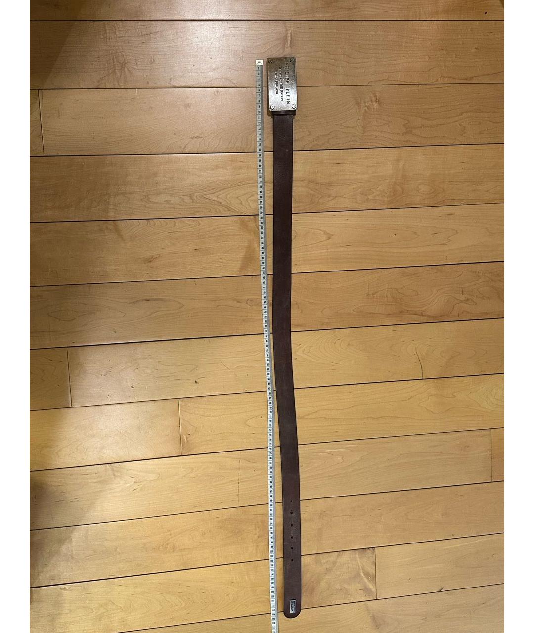 PHILIPP PLEIN Коричневый кожаный ремень, фото 4