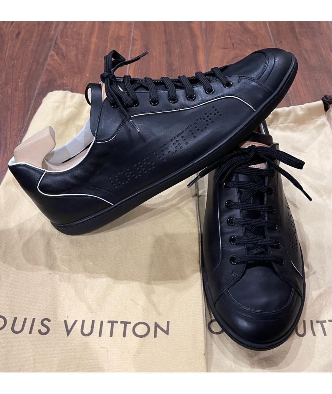 LOUIS VUITTON Черные кожаные низкие кроссовки / кеды, фото 3