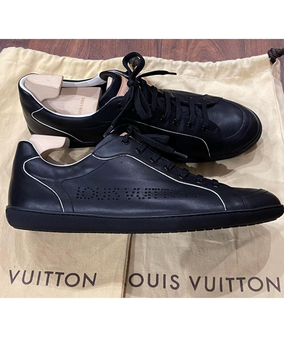 LOUIS VUITTON Черные кожаные низкие кроссовки / кеды, фото 9