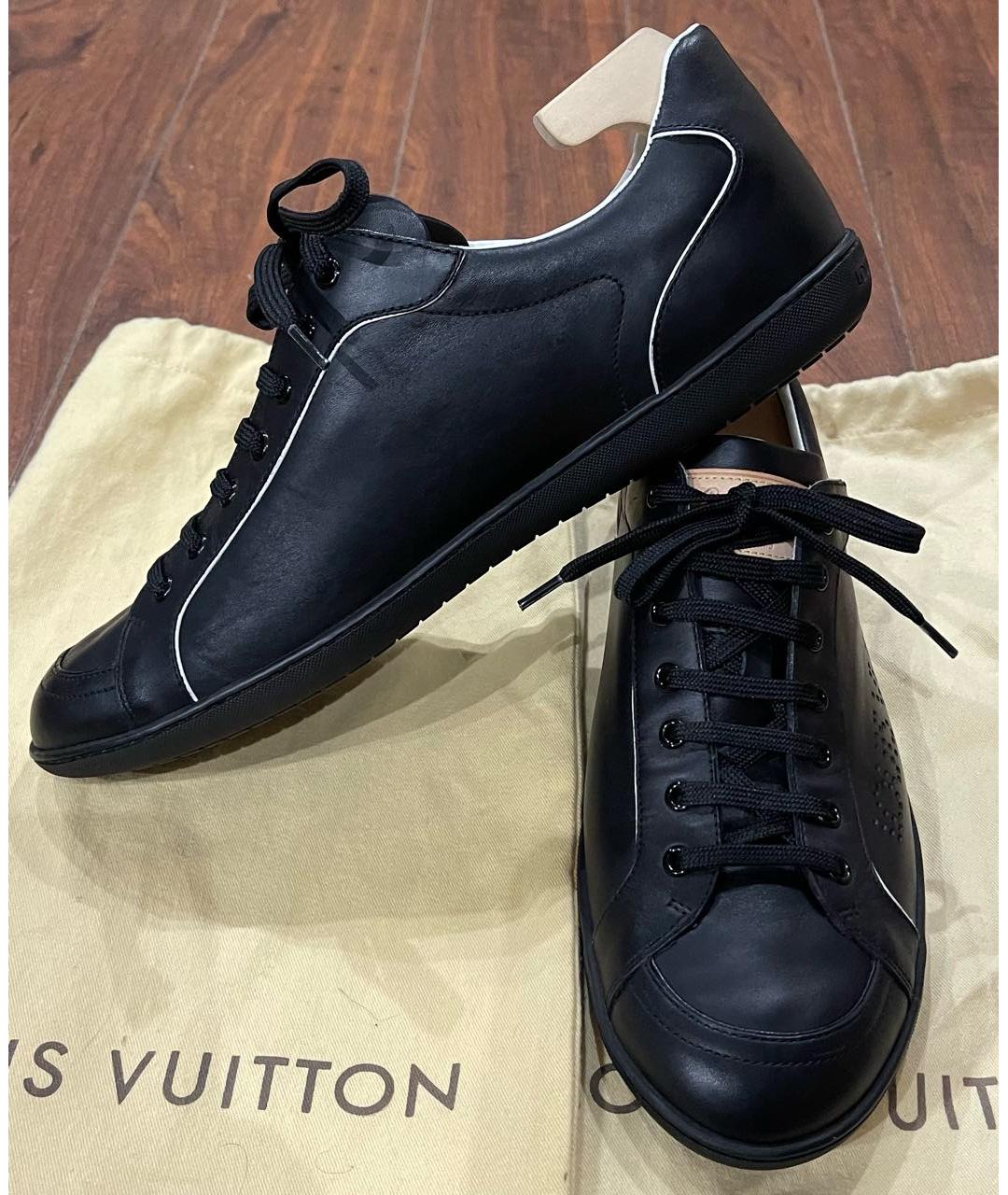 LOUIS VUITTON Черные кожаные низкие кроссовки / кеды, фото 4