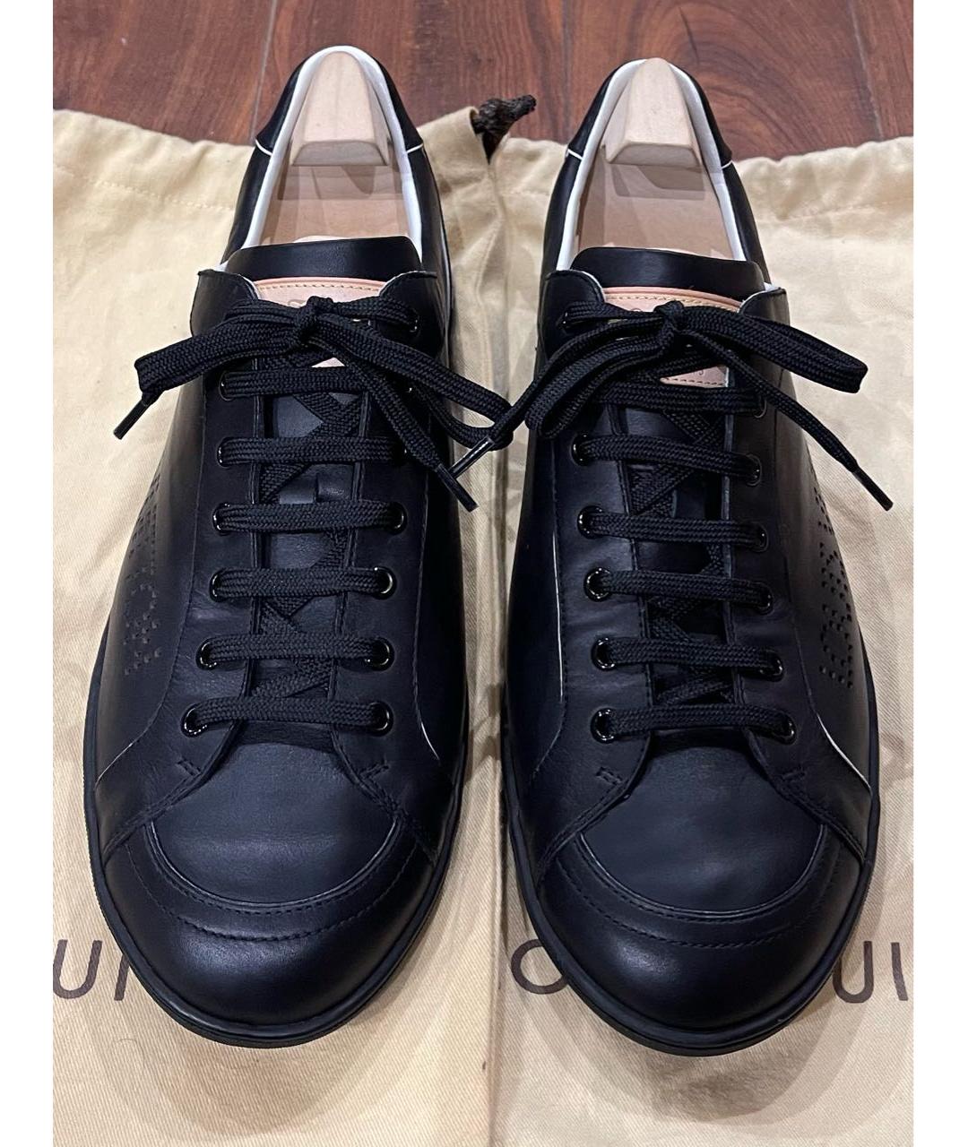 LOUIS VUITTON Черные кожаные низкие кроссовки / кеды, фото 2