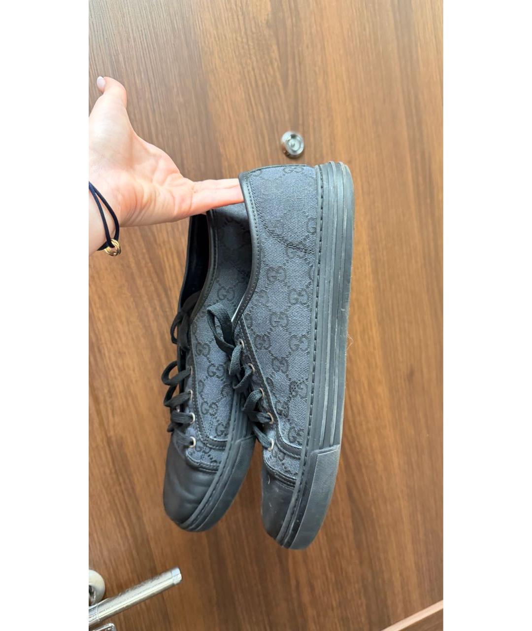 GUCCI Черные текстильные низкие кроссовки / кеды, фото 2