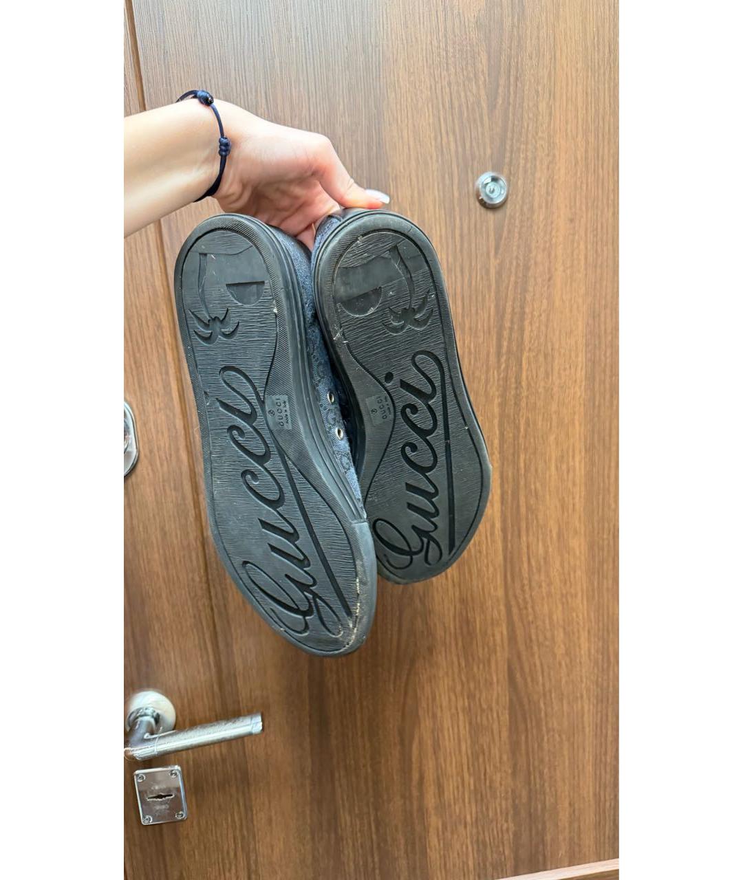 GUCCI Черные текстильные низкие кроссовки / кеды, фото 3