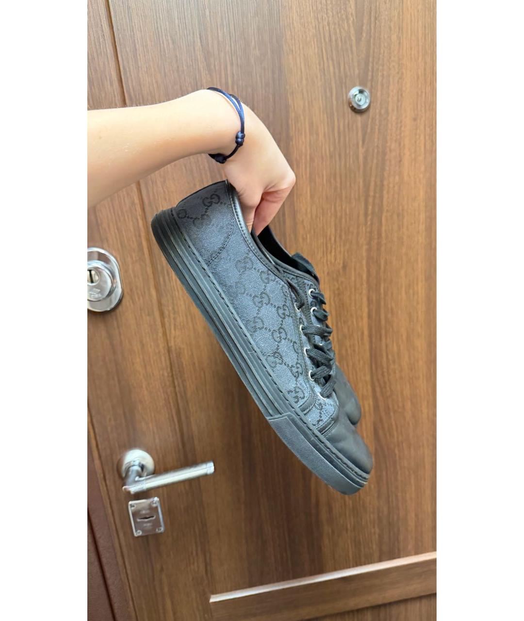 GUCCI Черные текстильные низкие кроссовки / кеды, фото 5