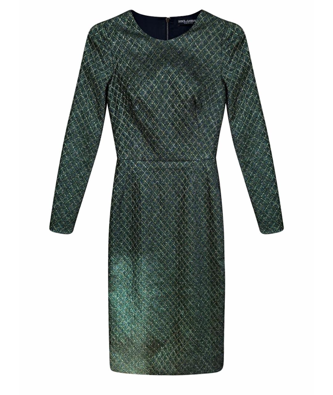 DOLCE&GABBANA Зеленые шерстяное коктейльное платье, фото 1