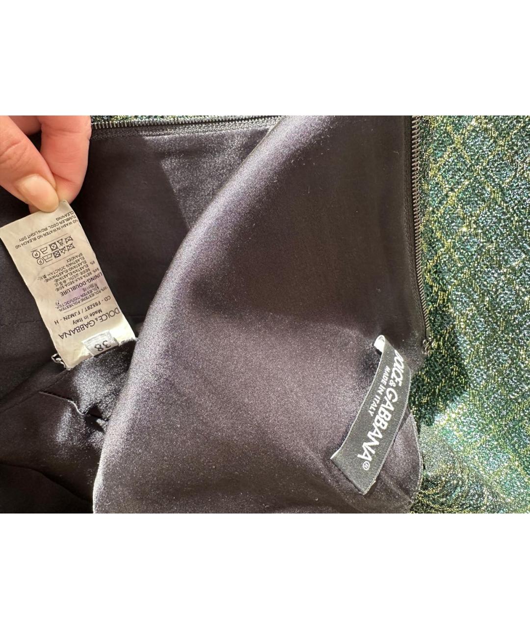 DOLCE&GABBANA Зеленые шерстяное коктейльное платье, фото 3