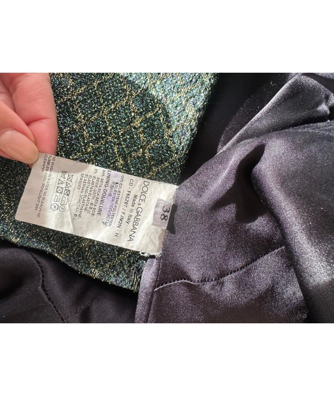 DOLCE&GABBANA Зеленые шерстяное коктейльное платье, фото 4