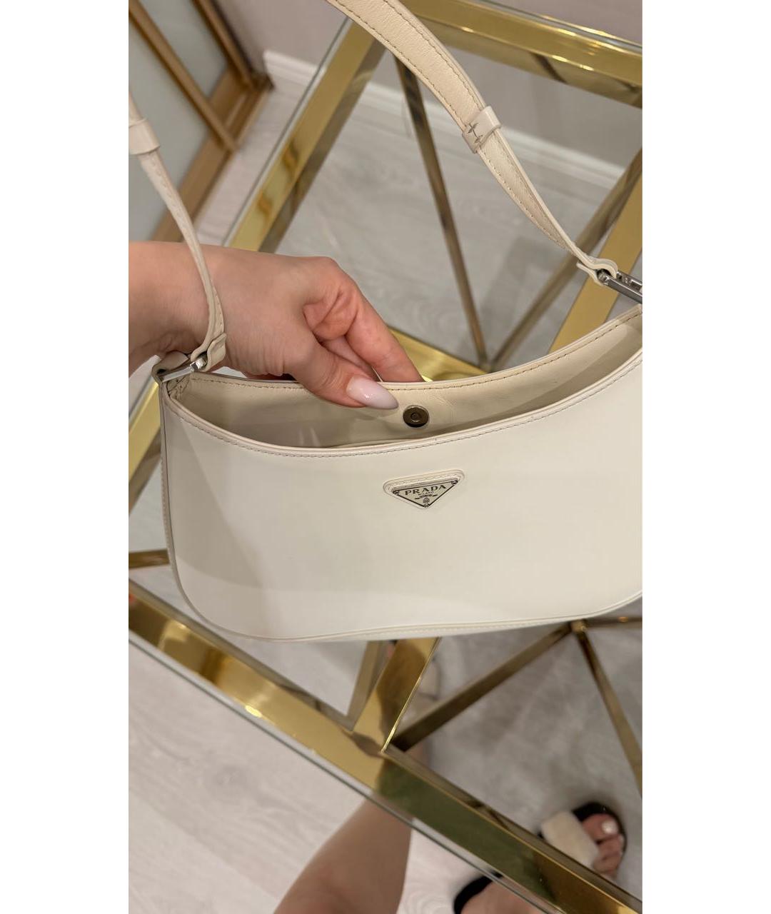 PRADA Белая кожаная сумка с короткими ручками, фото 2