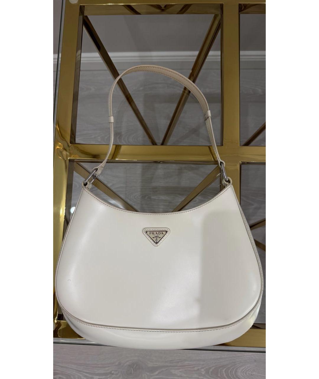 PRADA Белая кожаная сумка с короткими ручками, фото 5