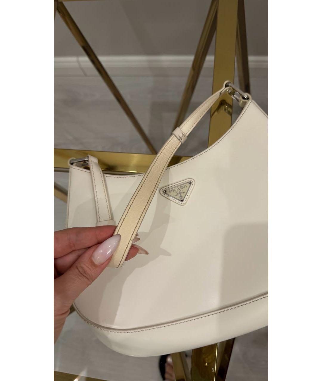 PRADA Белая кожаная сумка с короткими ручками, фото 4