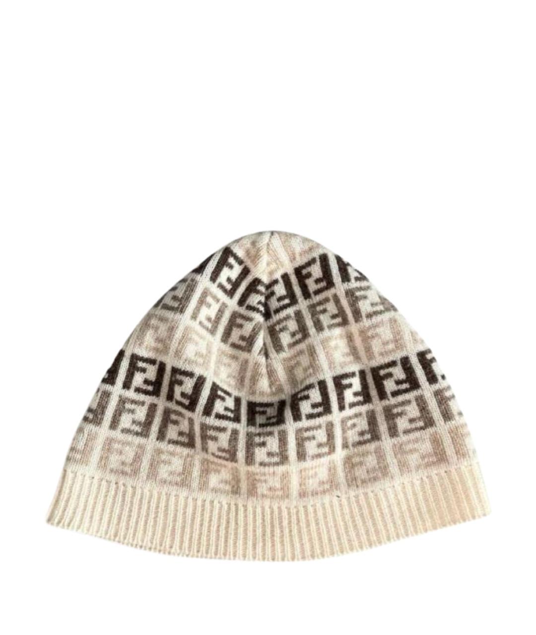FENDI Бежевая шерстяная шапка, фото 1