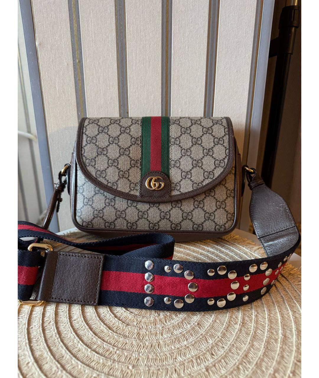 GUCCI Коричневая кожаная сумка через плечо, фото 5