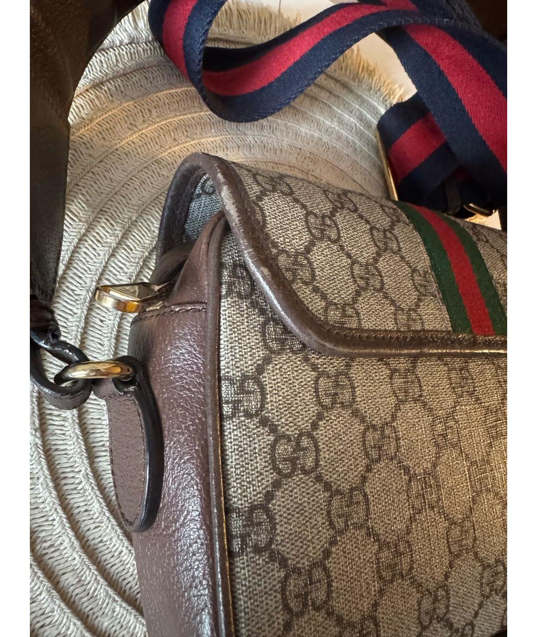 GUCCI Коричневая кожаная сумка через плечо, фото 6