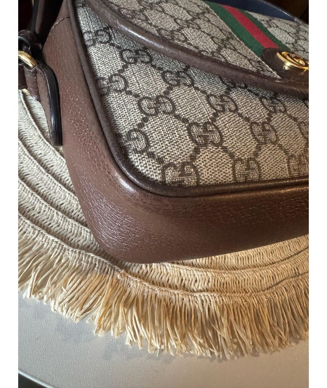 GUCCI Коричневая кожаная сумка через плечо, фото 6