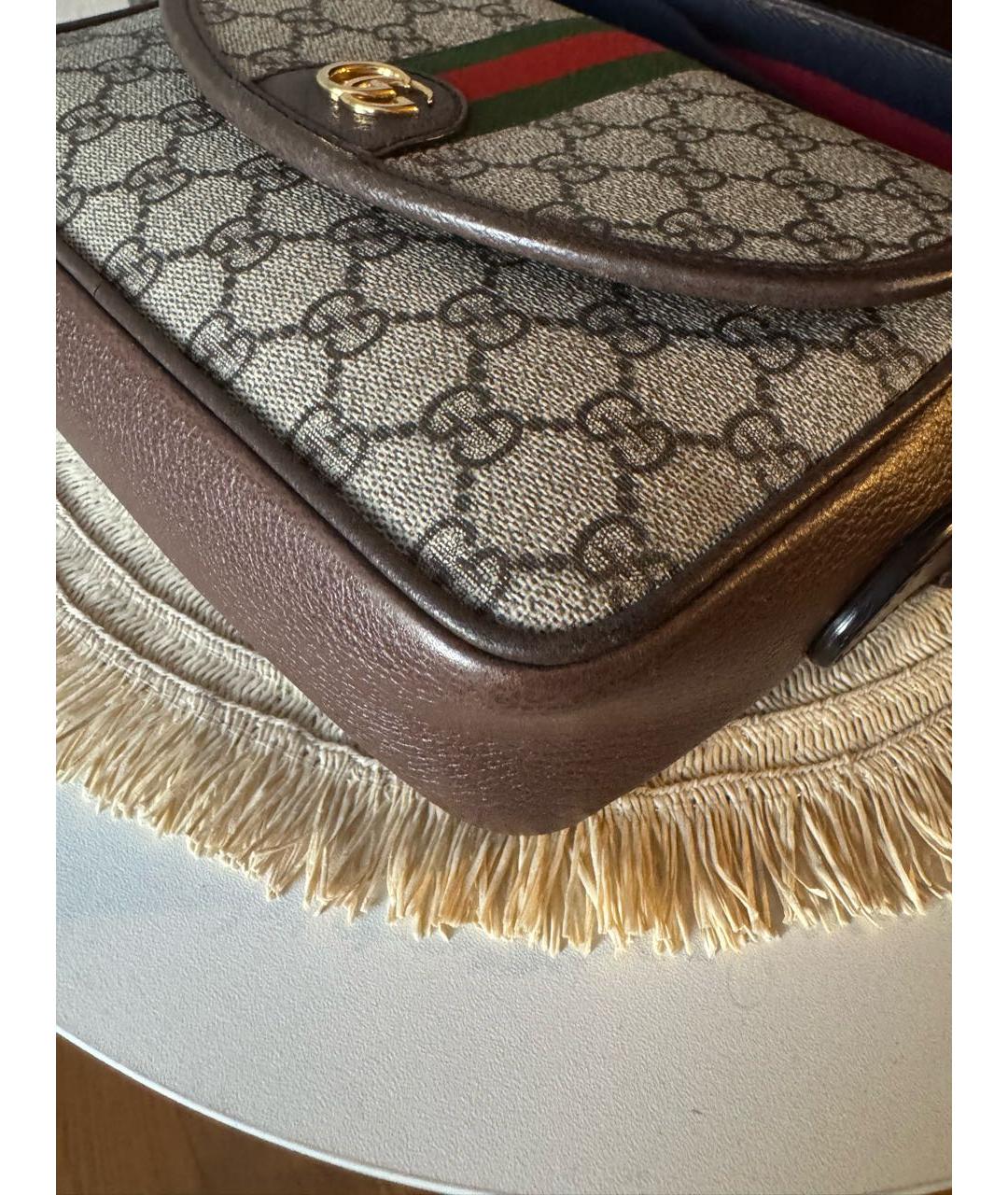 GUCCI Коричневая кожаная сумка через плечо, фото 7