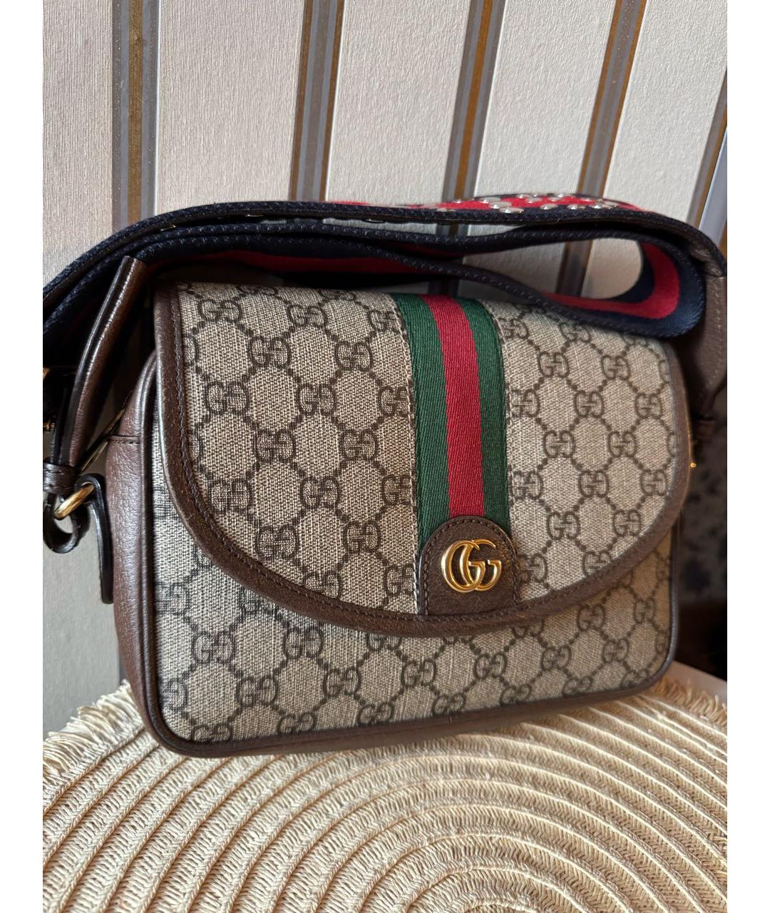 GUCCI Коричневая кожаная сумка через плечо, фото 2