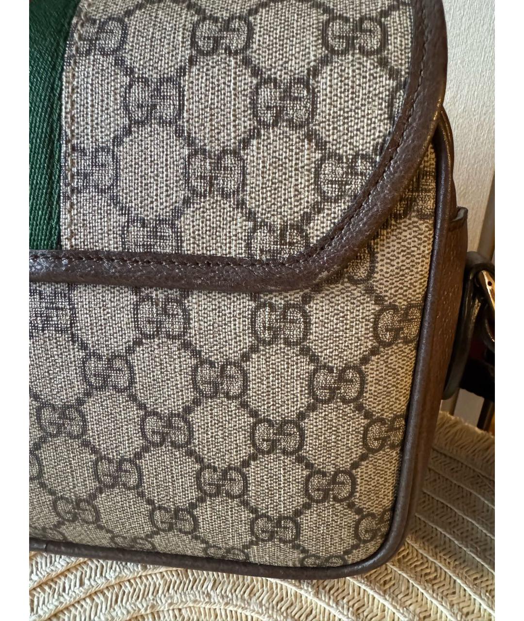 GUCCI Коричневая кожаная сумка через плечо, фото 7