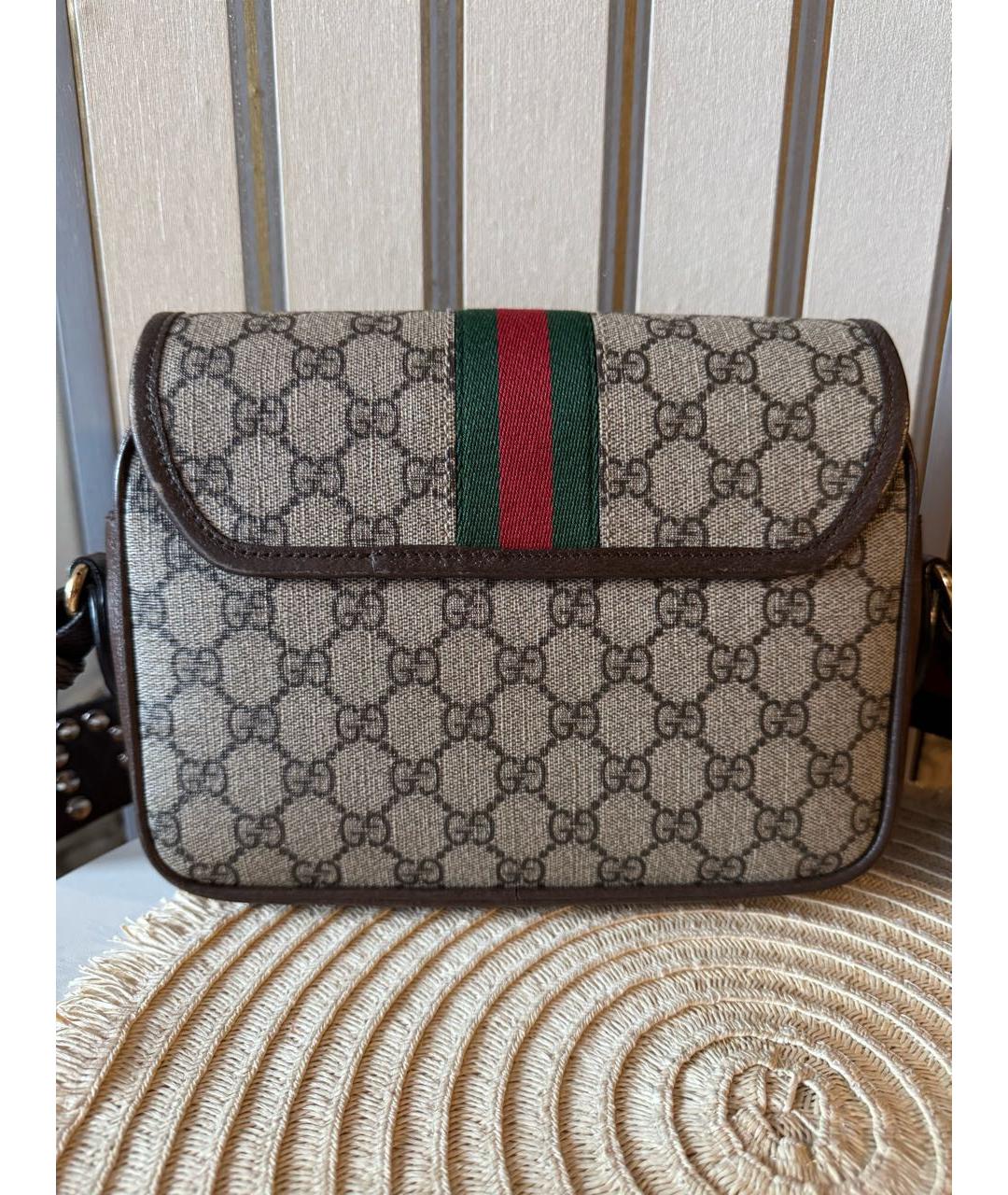 GUCCI Коричневая кожаная сумка через плечо, фото 3