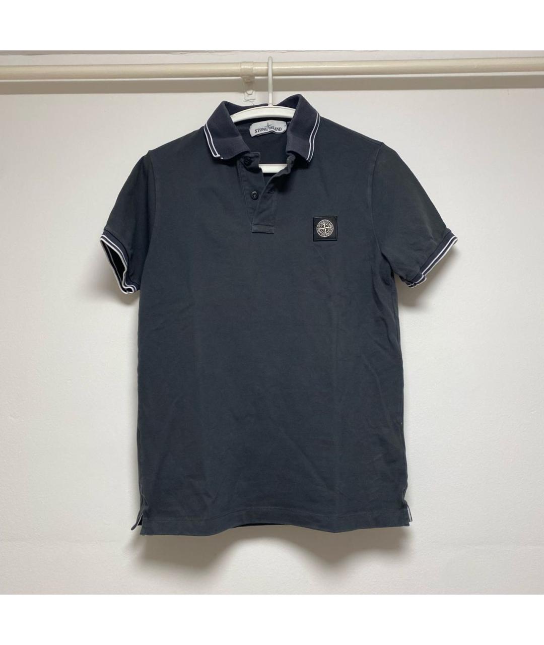 STONE ISLAND Серое хлопковое поло с коротким рукавом, фото 5