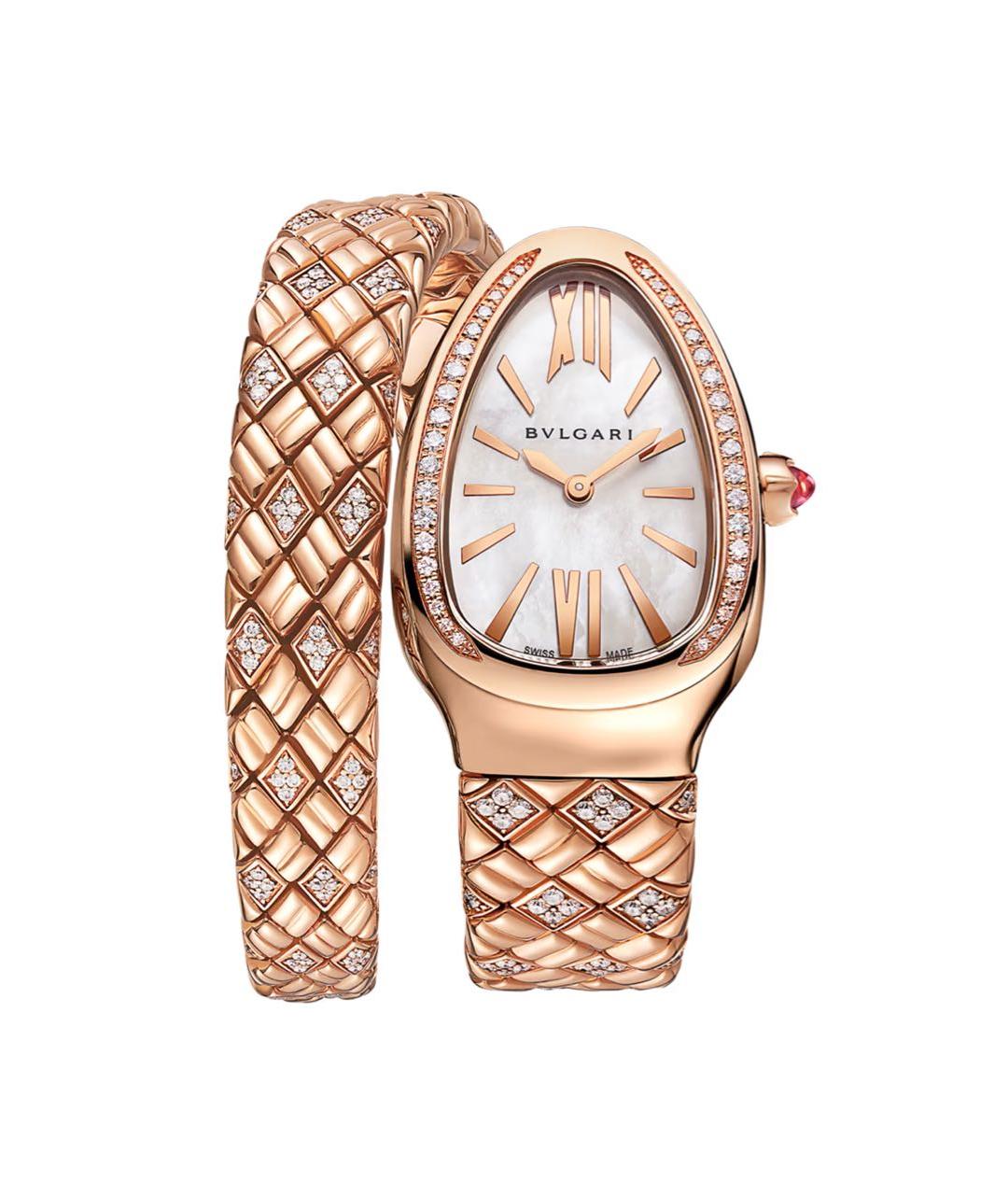 BVLGARI Бежевые часы из розового золота, фото 4