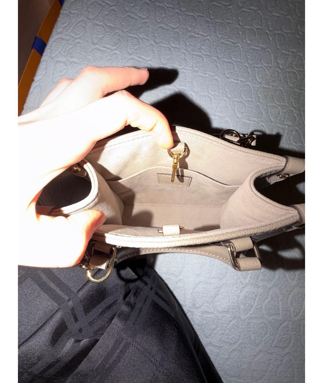 LOUIS VUITTON Бежевая кожаная сумка тоут, фото 5