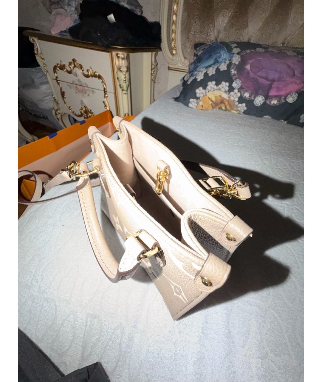 LOUIS VUITTON Бежевая кожаная сумка тоут, фото 4