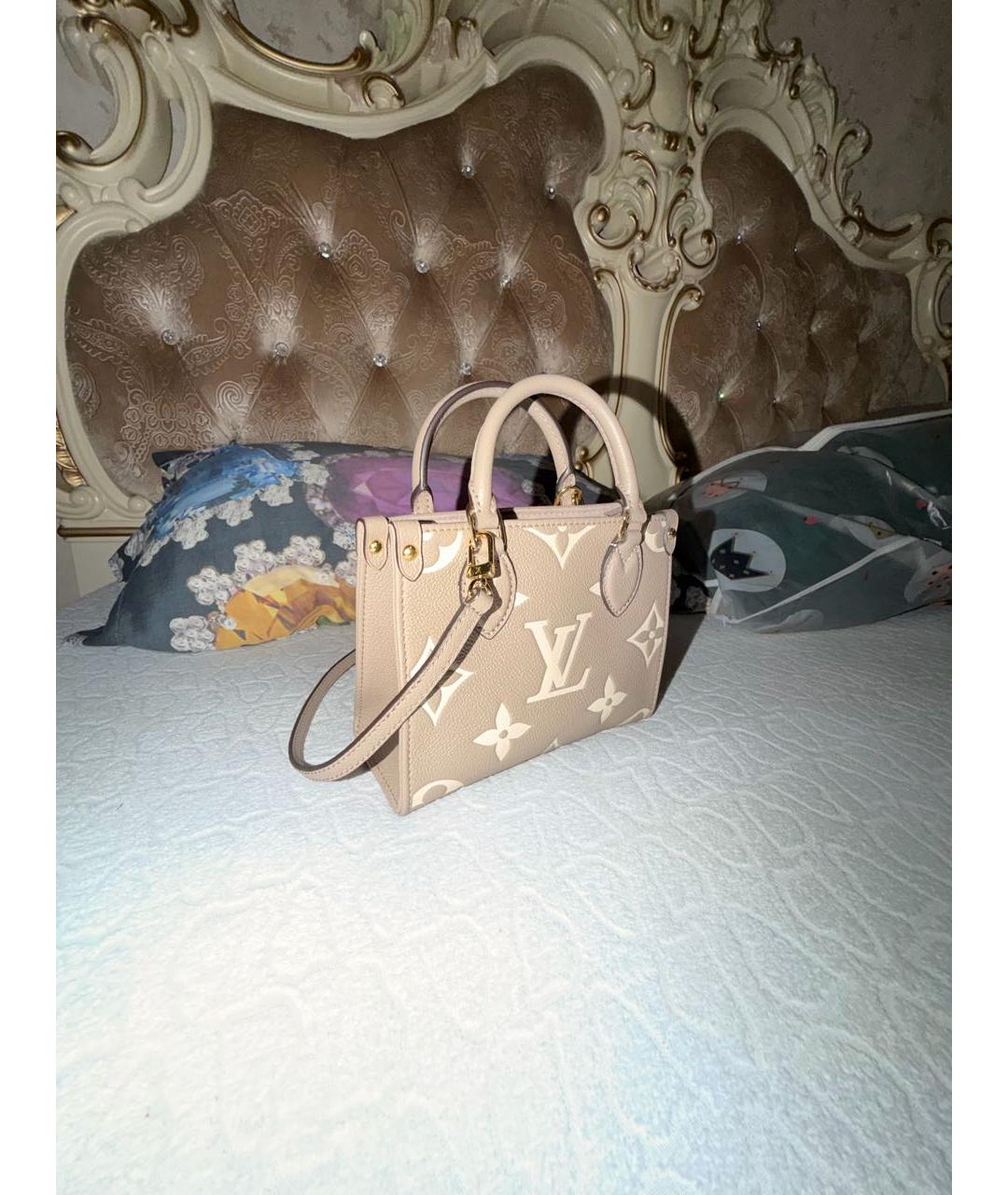 LOUIS VUITTON Бежевая кожаная сумка тоут, фото 2