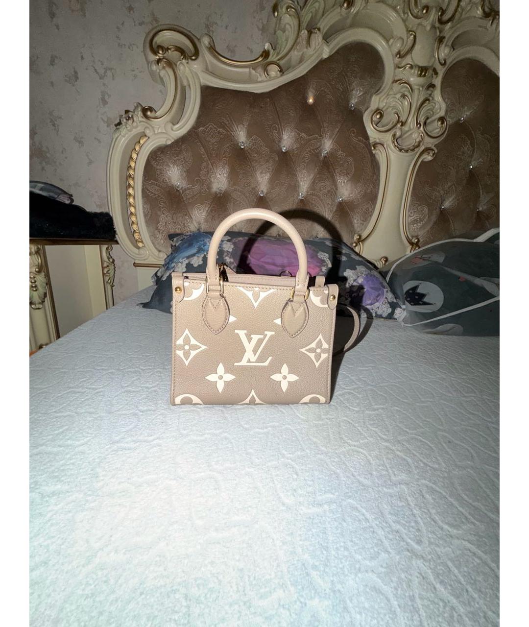 LOUIS VUITTON Бежевая кожаная сумка тоут, фото 3