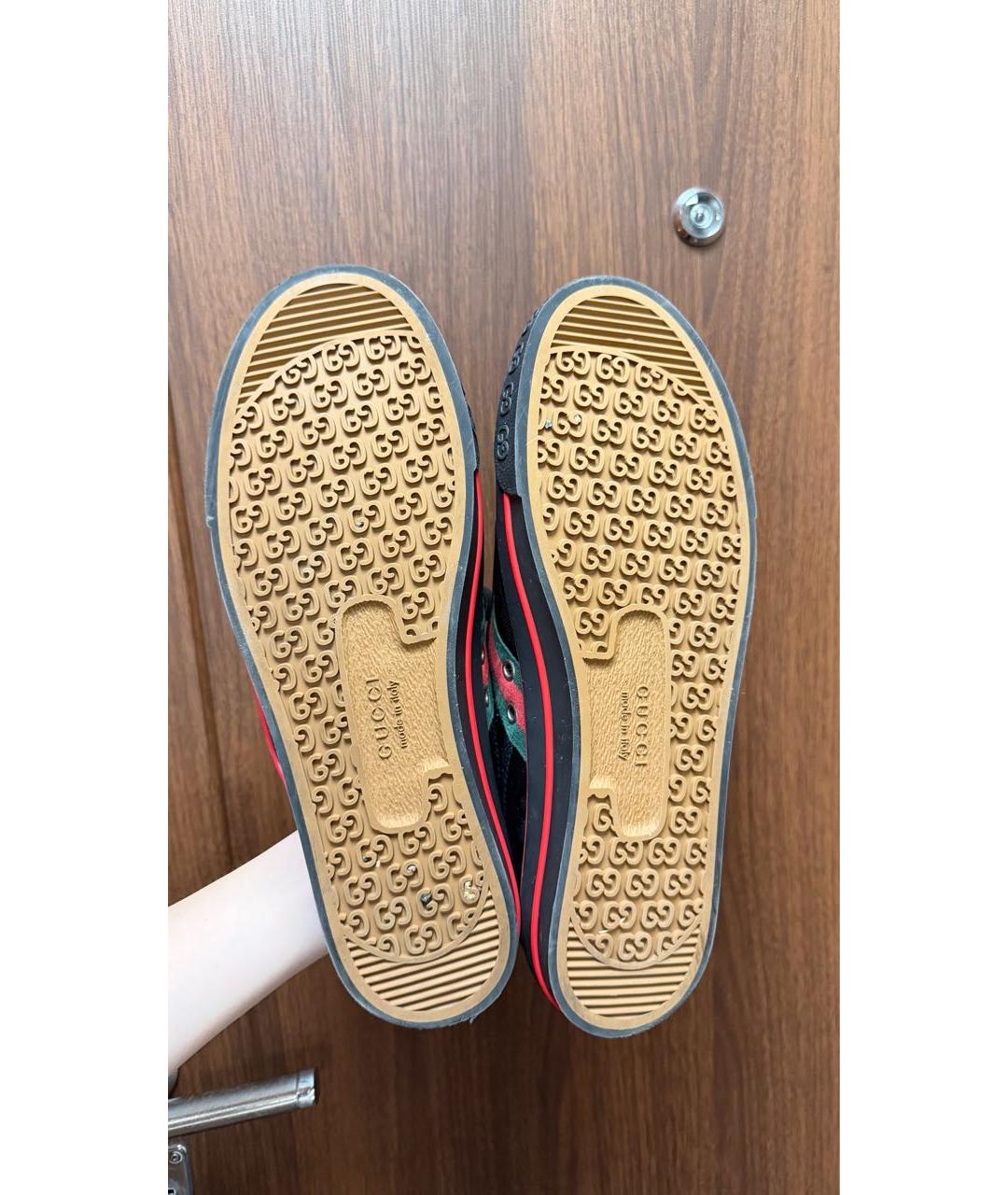 GUCCI Черные текстильные низкие кроссовки / кеды, фото 3